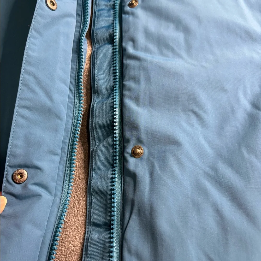 LL Bean Jacket Women XL Blue Teal Winter Fleece Lined Full Zip Mock Neck